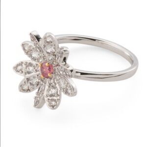 NIB Swarovski Elegant Silver and Pink Flower Ring - 8